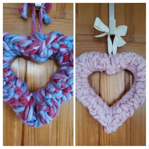 Heart Wreath/yarn Wreath/pink or Multi made to Order - Etsy