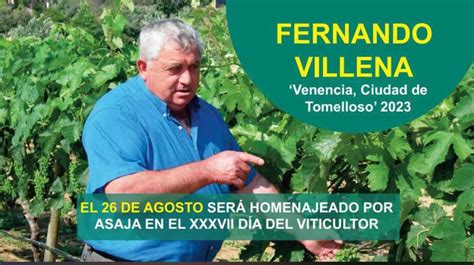 Fernando Villena será protagonista en el XXXVII Día del Viticultor de