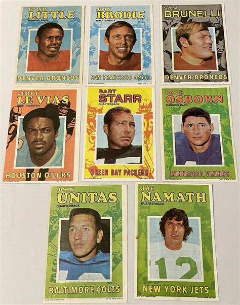 Lot Vintage Topps Football Pin Ups Johnny Unitas Joe Namath