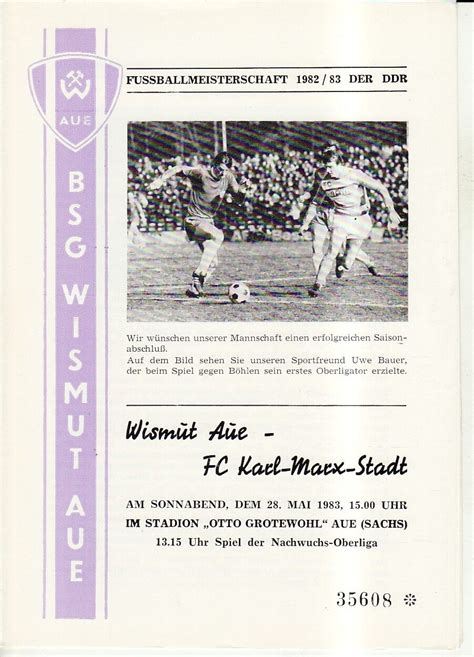 Ol 82 83 BSG Bismuth Aue FC Karl Marx Stadt EBay