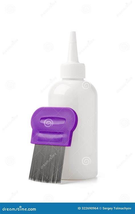 Cosmetic Products And Lice Comb Isolated On White Background Stock