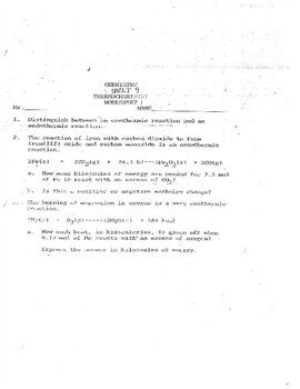 Thermochemistry Worksheet I (Thermochemical Equations) | TPT