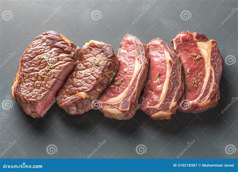 Mouthwatering View Top Down Shot Of Perfectly Seared Beef Rib Eye Steak