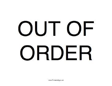 Out Of Order Signage Printable