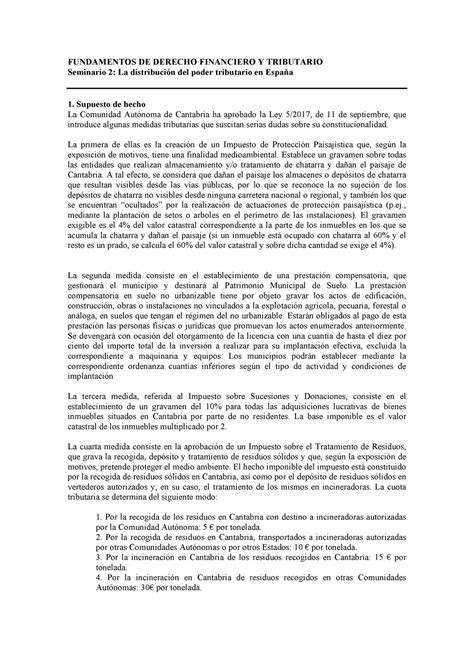 Seminario 2 Casos Practicos Fundamentos De Derecho Financiero Y