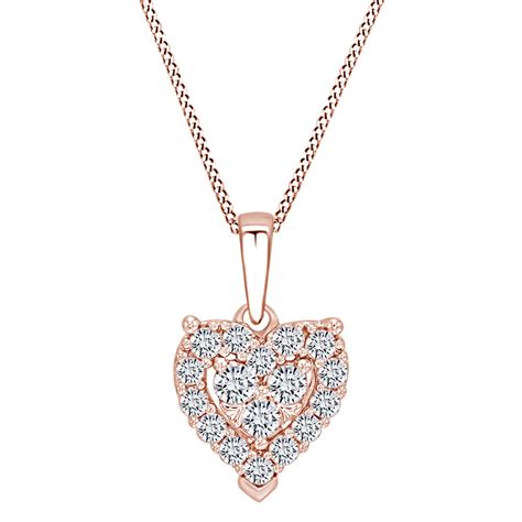 Carat Round White Natural Diamond Heart Frame Pendant Necklace K