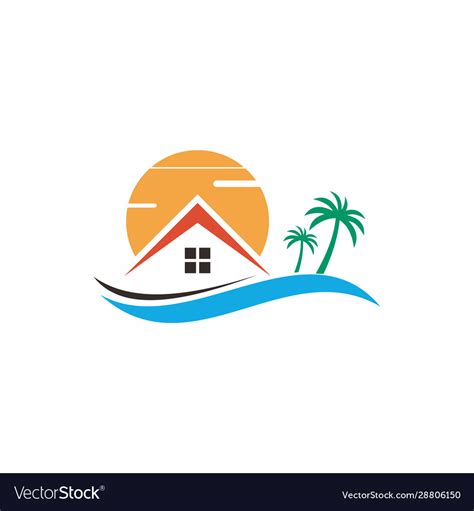 Real estate logo on island Royalty Free Vector Image