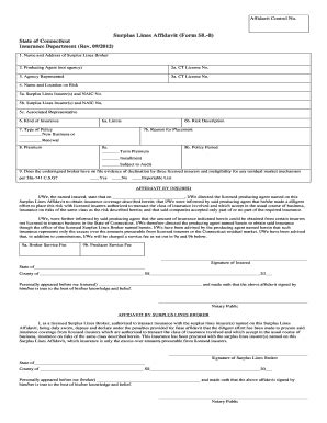 Ct Surplus Lines Fill Online Printable Fillable Blank Pdffiller