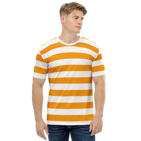 Orange and White Striped Shirt Mens - Etsy