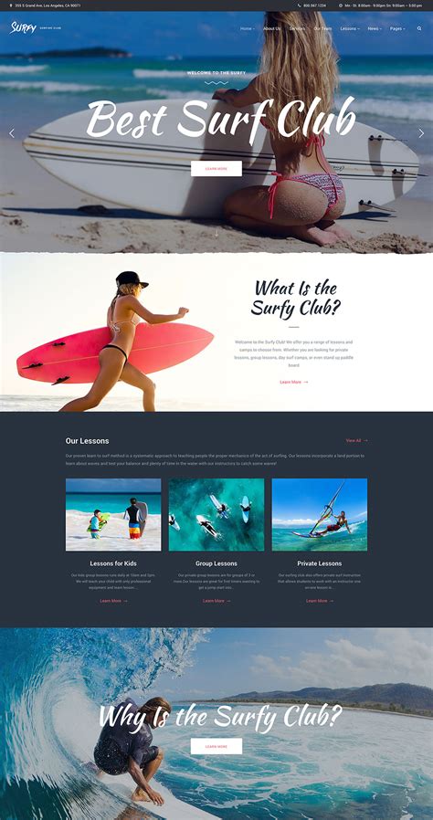 Surfy – For Surf School Lessons and Surf Clubs WordPress Theme