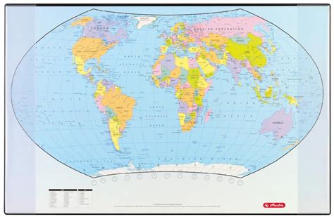 Herlitz Schreibunterlage Mit Politischer Weltkarte Büro