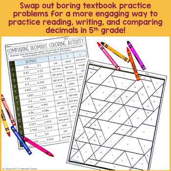 Comparing Decimals Coloring Activity By The Meaningful Teacher Tpt