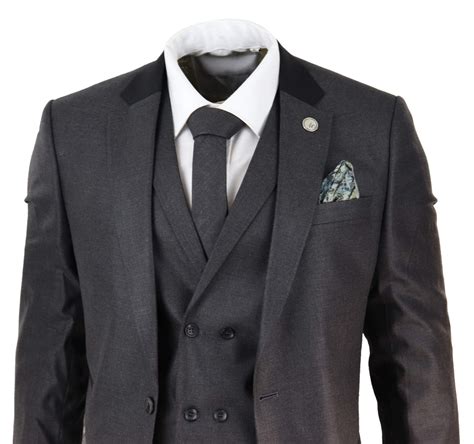 Mens 3 Piece Charcoal Grey Suit: Buy Online - Happy Gentleman