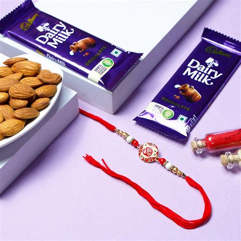 Buy Om Rakhi With Dry Fruits Chocolates Gift Online At