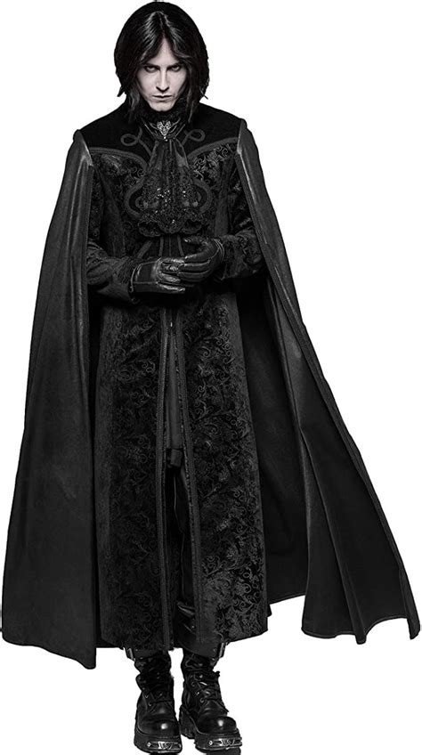 Punk Rave Black Gothic Night Count Vampire Long Cloak Coat For Men Clothing Gothic