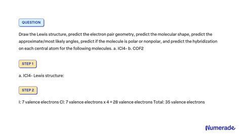 SOLVED: Draw the Lewis structure, predict the electron pair geometry ...