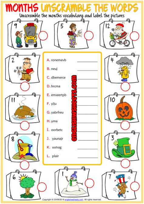 Months Esl Printable Unscramble The Words Worksheet Artofit