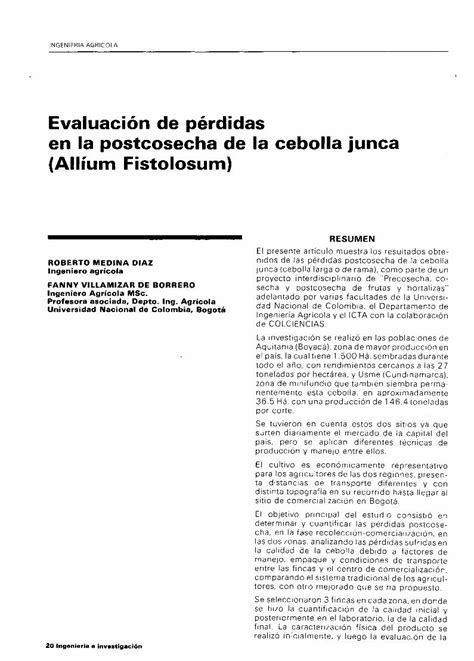 Pdf Evaluaci N De P Rdidas En Lapostcosecha De La Cebolla Pdf