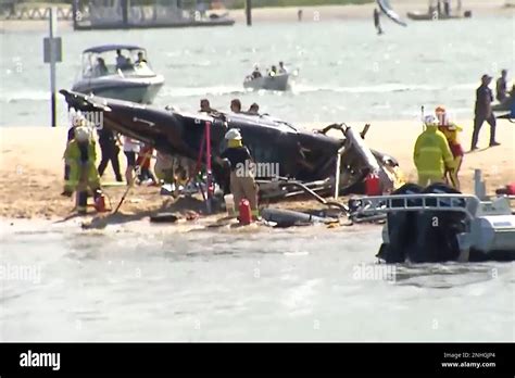 This Image From A Video Shows A Crashed Helicopter On Gold Coast