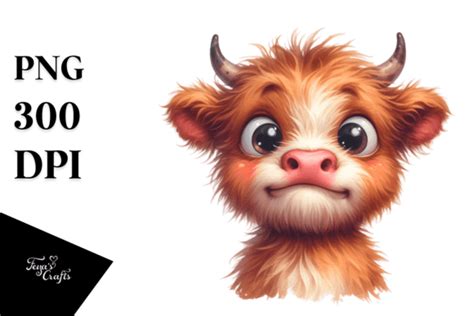 Expressive Highland Cow With Big Eyesexp Graphic By Anastasia Feya · Creative Fabrica