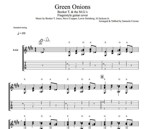 Green Onions Booker T And The Mgs Fingerstyle Guitar Tab