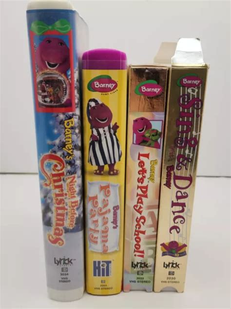 BARNEY VHS LOT Of 4 Pajama Party Christmas Let S Play School Sing