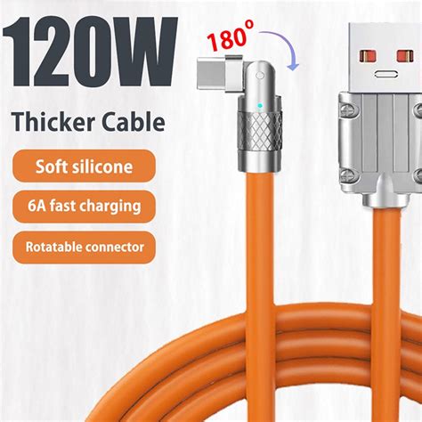 W Rotatable Super Fast Charging Cable A Gaming Zinc Alloy