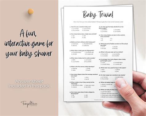 Baby Trivia Baby Shower Game Printable | Activity for Baby Showers