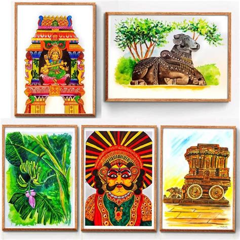 Karnataka Wall Art Kannada Art South Indian Decor Mysore Painting