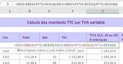 Calculs Excel Sur Des Taux De TVA Et De Remises Variables