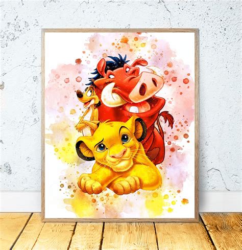 SET 6 Roi Lion ART IMPRIMABLE Disney Digital Print Hakuna Etsy France