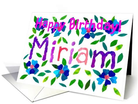 'Happy Birthday, Miriam!', painted flowers card (623893)