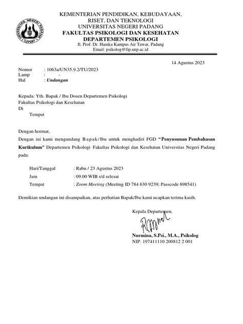 Contoh Undangan Rapat | PDF