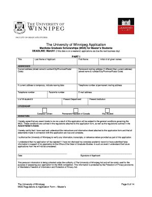 Fillable Online Uwinnipeg Regulations Application Form Fax Email