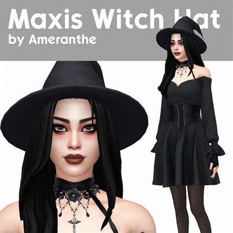 Sims 4 CC 50 Best Maxis Match Hats Maxis Match Witch Hair Sims