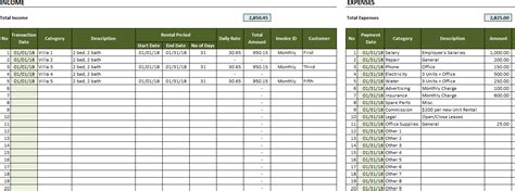 Rental Property Income And Expense Worksheet Excel