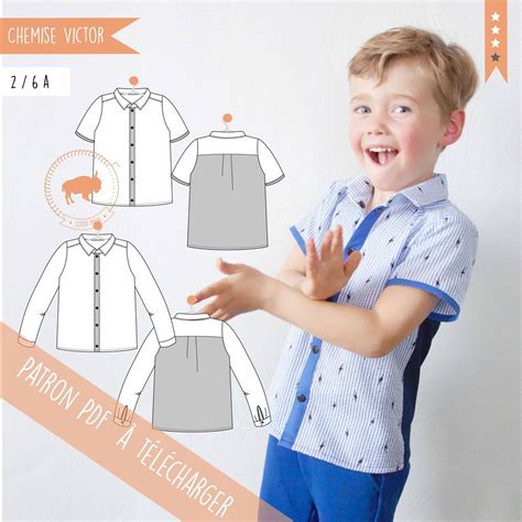 Patron Chemise Victor Ans Pdf Chemise Enfant Chemise Gar On