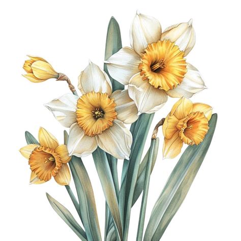 Daffodil Bouquet Flower Clipart Bundle High Quality Craft Art