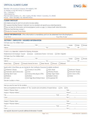 Fillable Online Critical Illness Claim Form Pai Fax Email Print