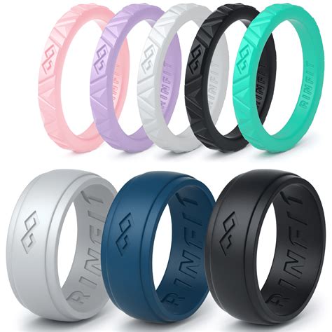 Rubber Wedding Bands For Men And Women 8 Ring Pack