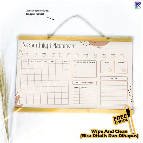 Jual RHA Planner List Kayu Schedule Board Monthly Papan Jadwal Tulis