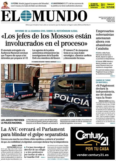 Periódico El Mundo España Periódicos De España Edición De Martes