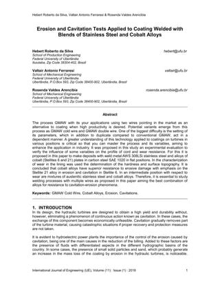 Erosion And Cavitation Tests Applied To Coating Welded With Blends Of