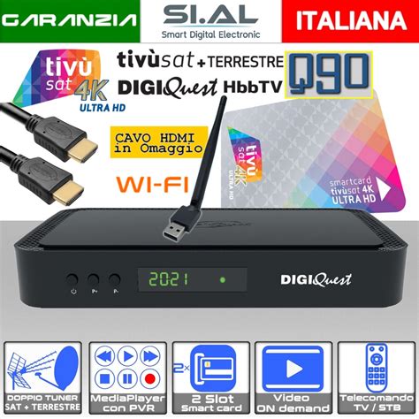 Decoder Tivùsat 4K combo Digiquest Q90 WI FI DVB S2 DVB T2 HEVC