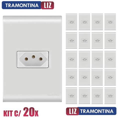 Tomada Simples Liz Branco Tramontina 10A 250V Kit C 20 Unidades