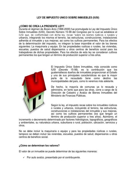 Ley De Impuesto Unico Sobre Inmuebles Pdf