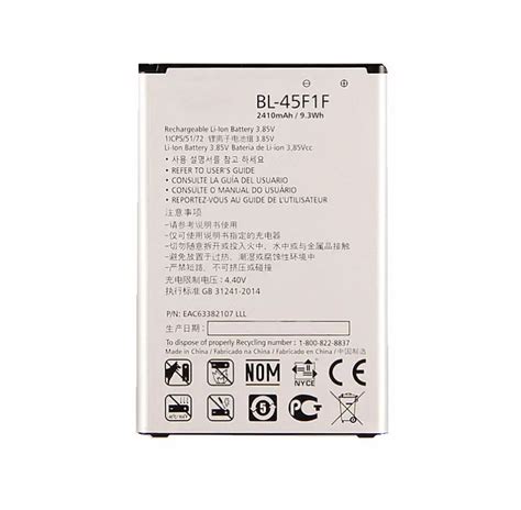 Batería De Repuesto De Bl 45f1f De 2410mah Para Lg K8 K4 K3 M160 Aristo Ms210 X230k M160