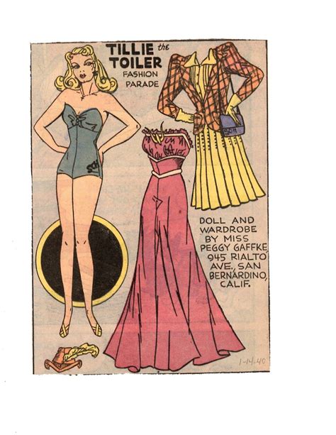 Tillie The Toiler Fashion Parade Paper Dolls Vintage Paper Dolls