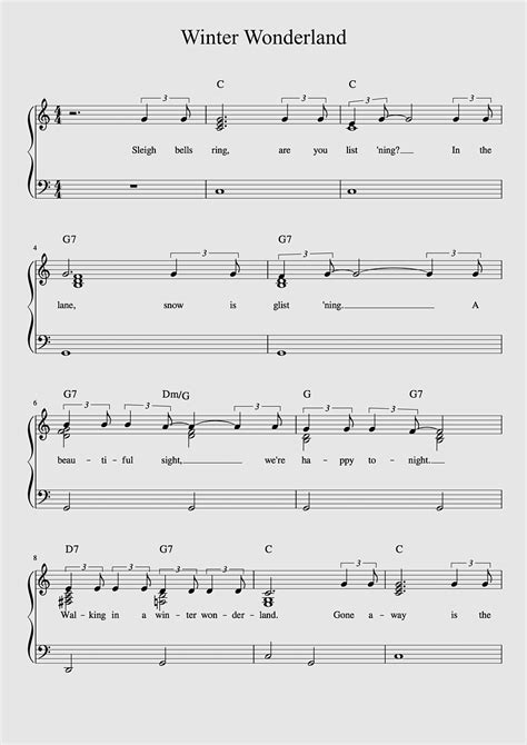 Michael Buble Winter Wonderland Lead Sheet Numbered Musical Notation Musical Notation Chord