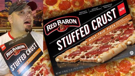 Red Baron Stuffed Crust Meat Trio Pizza Review YouTube